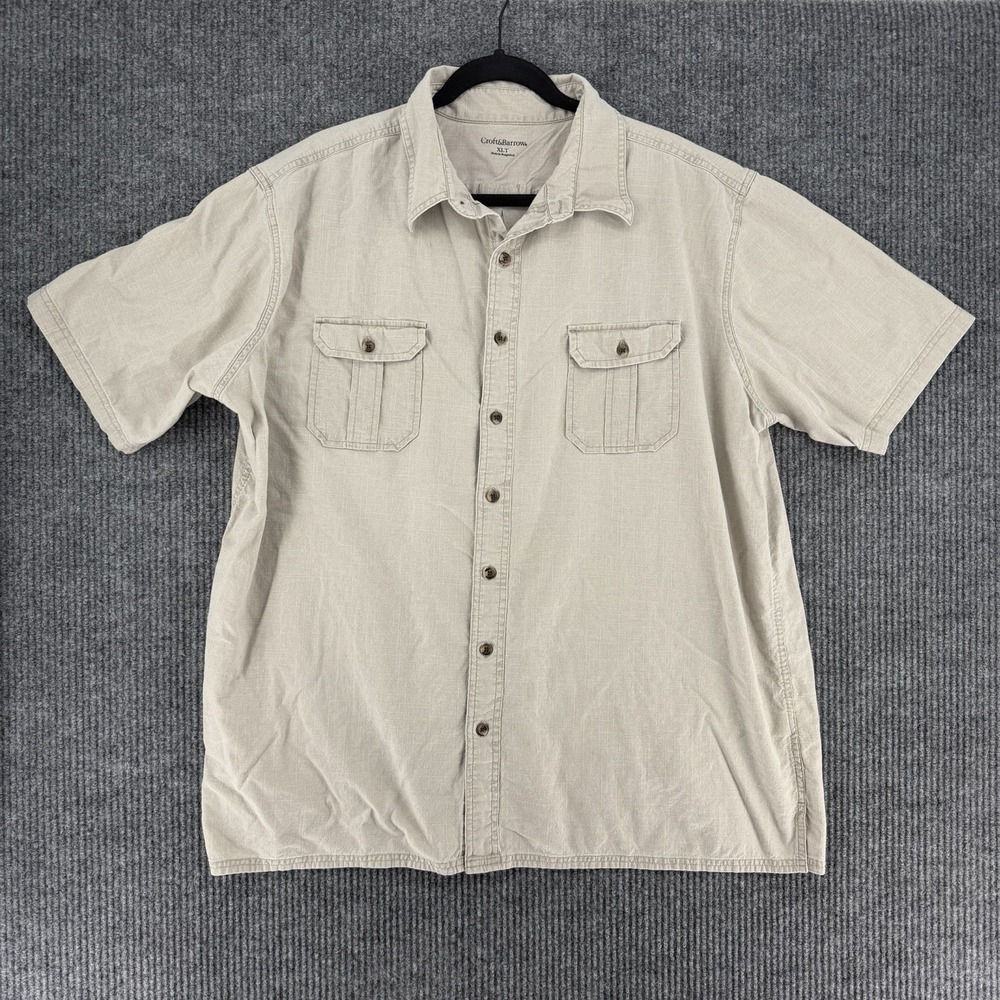 Croft & Barrow XLT safari utility shirt linen cotton short sleeve euro summer